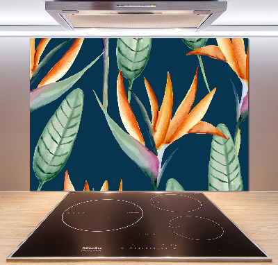 Rivestimento parete cucina con motivo Strelitzia reginae