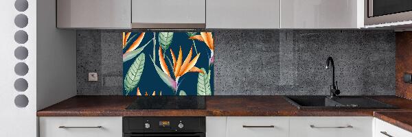 Rivestimento parete cucina con motivo Strelitzia reginae