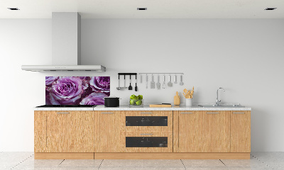 Rivestimento parete cucina con motivo a rose viola