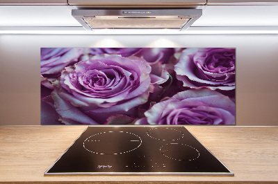 Rivestimento parete cucina con motivo a rose viola
