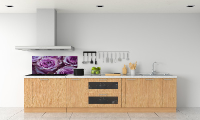 Rivestimento parete cucina con motivo a rose viola