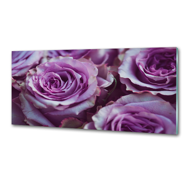 Rivestimento parete cucina con motivo a rose viola