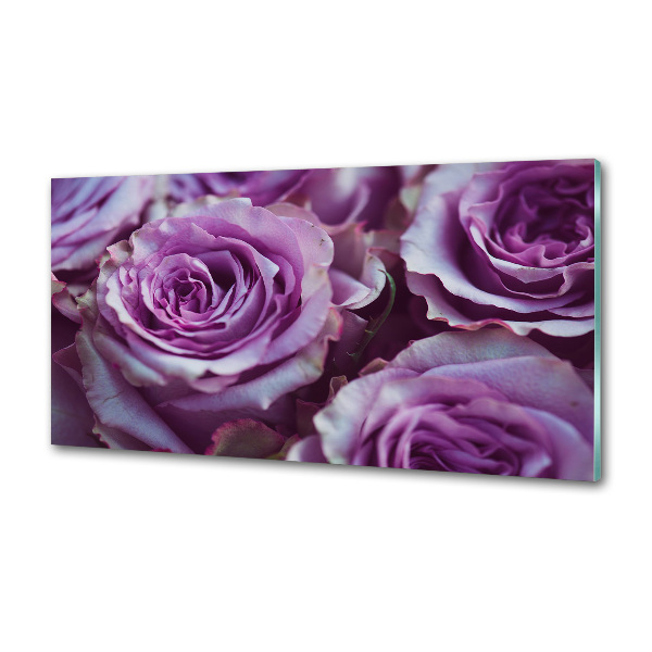 Rivestimento parete cucina con motivo a rose viola