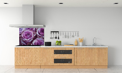 Rivestimento parete cucina con motivo a rose viola
