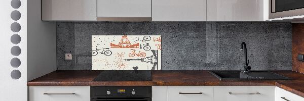 Pannello paraschizzi cucina con decorazione a tema Simboli della Francia