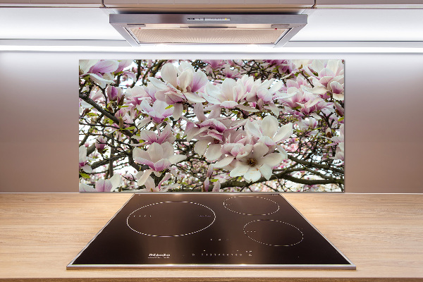Rivestimento parete cucina con motivo fiori di magnolia