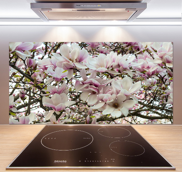 Rivestimento parete cucina con motivo fiori di magnolia