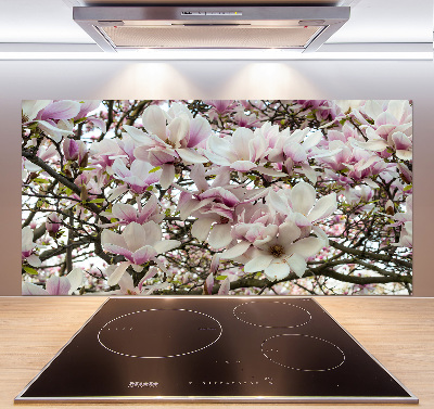 Rivestimento parete cucina con motivo fiori di magnolia