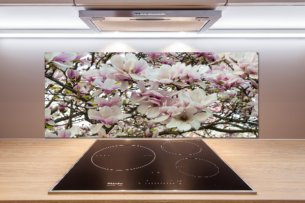 Rivestimento parete cucina con motivo fiori di magnolia