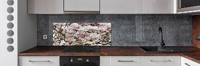 Rivestimento parete cucina con motivo fiori di magnolia
