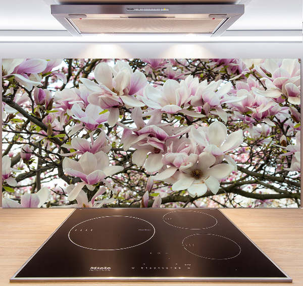 Rivestimento parete cucina con motivo fiori di magnolia