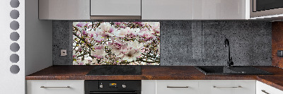 Rivestimento parete cucina con motivo fiori di magnolia