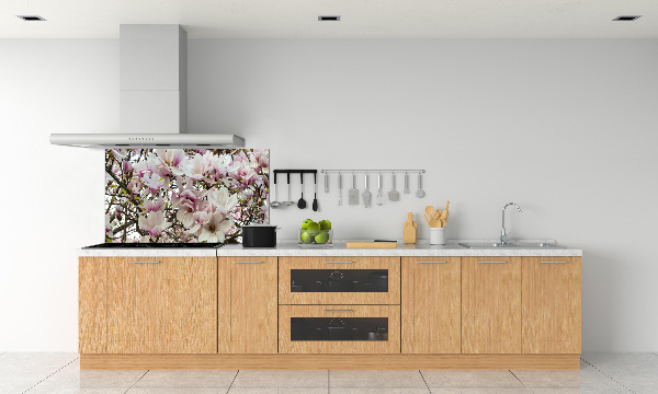 Rivestimento parete cucina con motivo fiori di magnolia