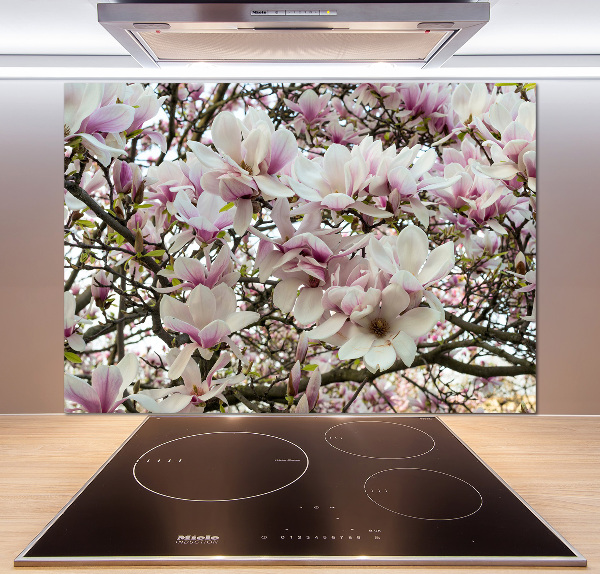 Rivestimento parete cucina con motivo fiori di magnolia