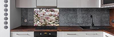 Rivestimento parete cucina con motivo fiori di magnolia