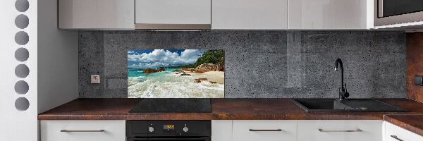 Pannello paraschizzi cucina con stampa Spiaggia delle Seychelles