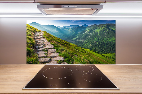 Pannello paraschizzi cucina con stampa del sentiero nei Monti Tatra