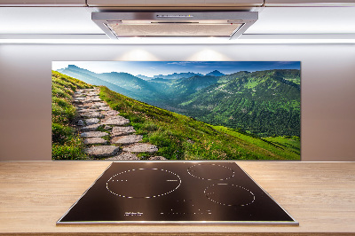 Pannello paraschizzi cucina con stampa del sentiero nei Monti Tatra