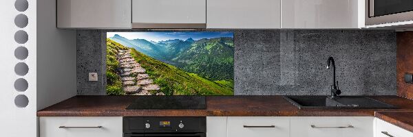 Pannello paraschizzi cucina con stampa del sentiero nei Monti Tatra