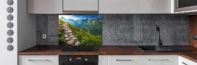 Pannello paraschizzi cucina con stampa del sentiero nei Monti Tatra