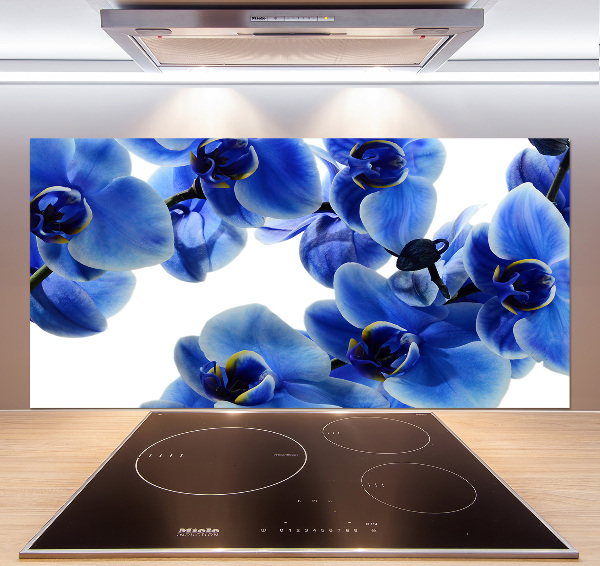 Pannello retrocucina con motivo orchidea blu