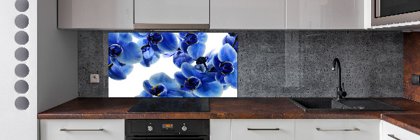 Pannello retrocucina con motivo orchidea blu