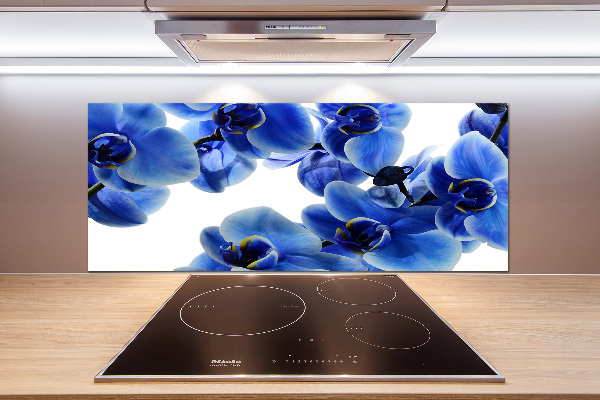 Pannello retrocucina con motivo orchidea blu