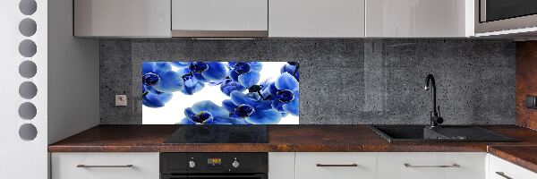 Pannello retrocucina con motivo orchidea blu
