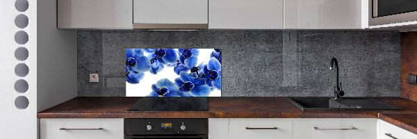 Pannello retrocucina con motivo orchidea blu