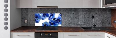 Pannello retrocucina con motivo orchidea blu