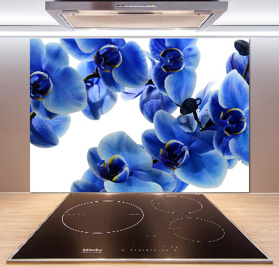 Pannello retrocucina con motivo orchidea blu