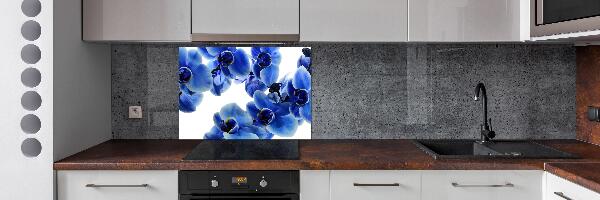 Pannello retrocucina con motivo orchidea blu