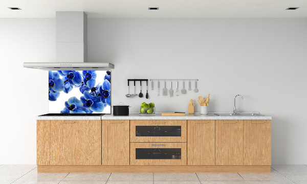 Pannello retrocucina con motivo orchidea blu