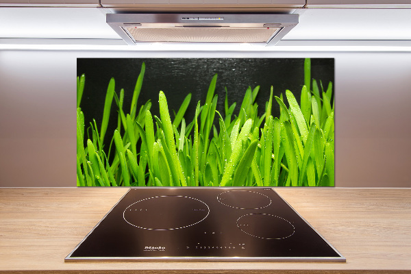 Pannello paraschizzi cucina con motivo a erba