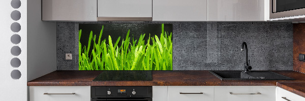 Pannello paraschizzi cucina con motivo a erba