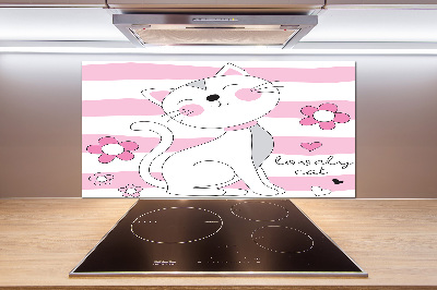 Rivestimento parete cucina con motivo gatto bianco