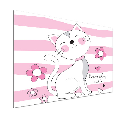 Rivestimento parete cucina con motivo gatto bianco