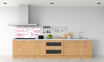 Rivestimento parete cucina con motivo gatto bianco
