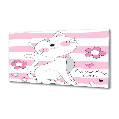 Rivestimento parete cucina con motivo gatto bianco