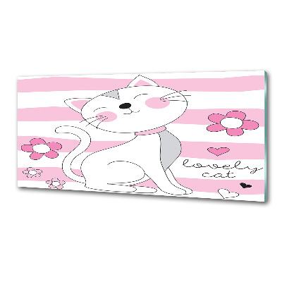 Rivestimento parete cucina con motivo gatto bianco