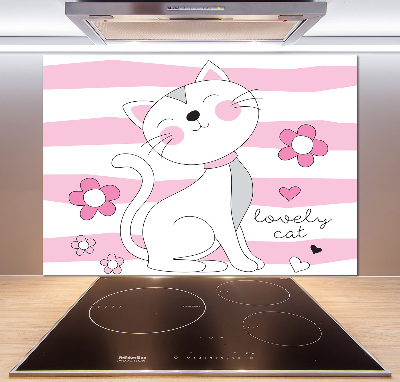 Rivestimento parete cucina con motivo gatto bianco