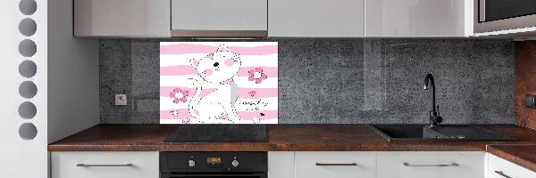 Rivestimento parete cucina con motivo gatto bianco