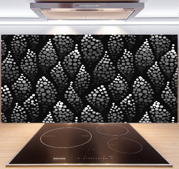 Pannello paraschizzi cucina con motivo a punts bianchi e neri