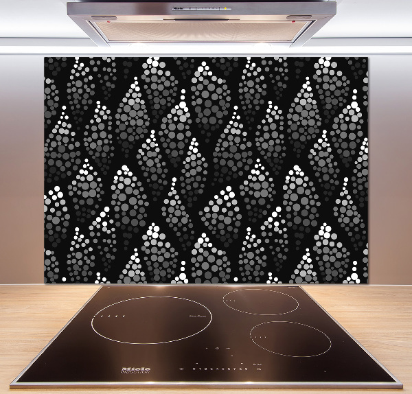 Pannello paraschizzi cucina con motivo a punts bianchi e neri