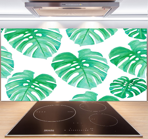 Rivestimento parete cucina con motivo Monstera