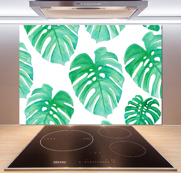 Rivestimento parete cucina con motivo Monstera