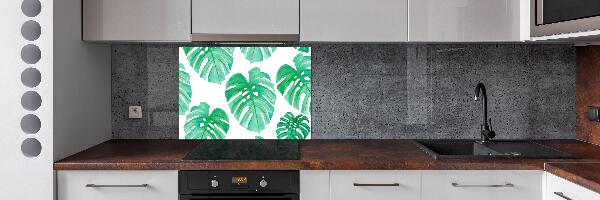 Rivestimento parete cucina con motivo Monstera