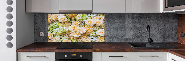 Rivestimento parete cucina con motivo a rose