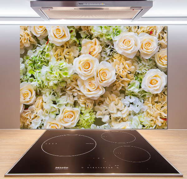 Rivestimento parete cucina con motivo a rose