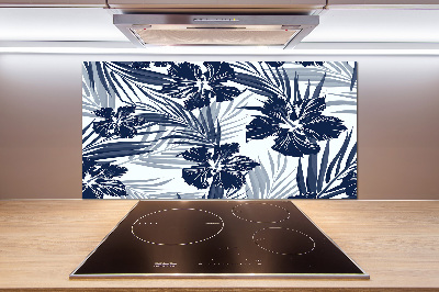 Pannello paraschizzi cucina con motivo di fiori tropicali